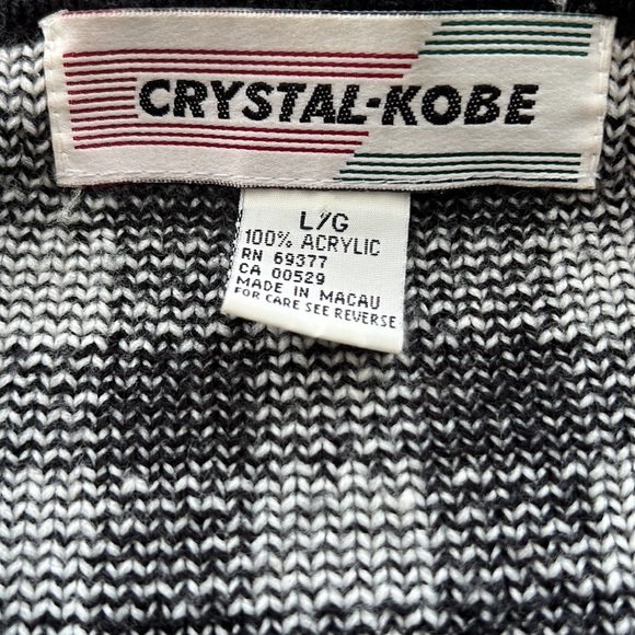 Vintage black white check plaid houndstooth cardigan lady jacket round neck - Picture 10 of 15